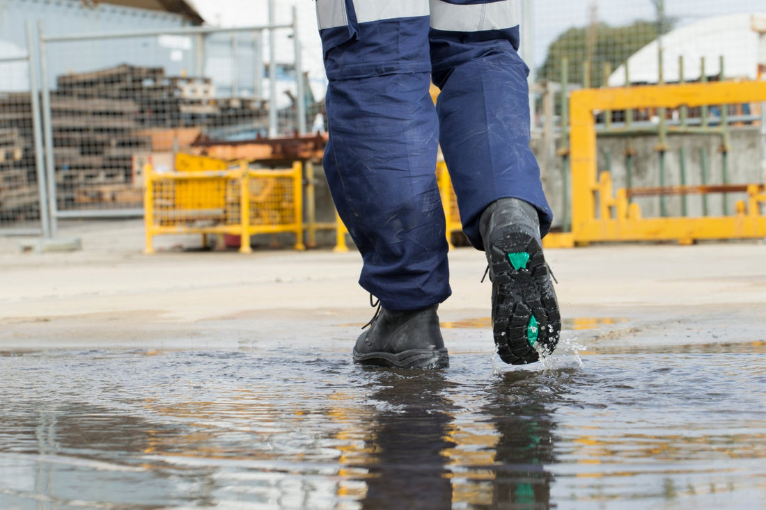 Men's Work Boots - Steel Toe & Rubber Shield Wellington Work Boots