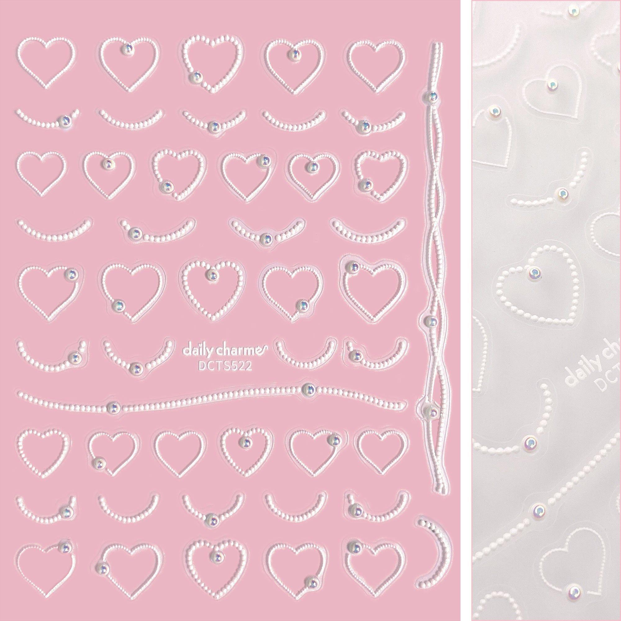  Bejeweled Nail Art Sticker / Pearly Dotted Hearts 