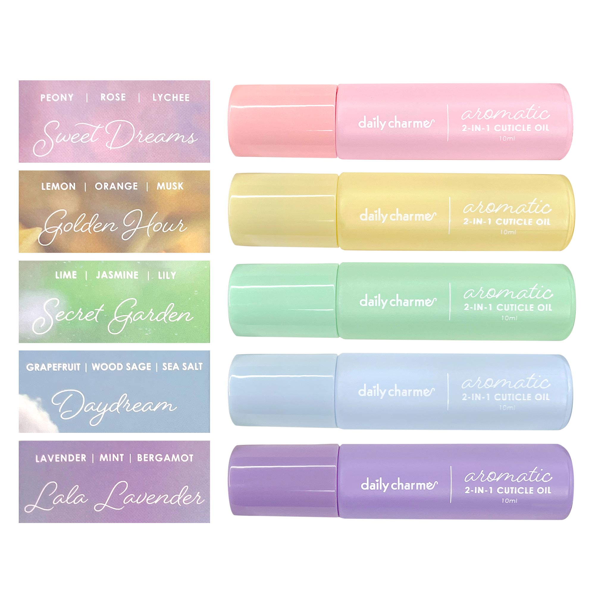  Daily Charme Aromatic 2-in-1 Cuticle Oil Roller / Set 