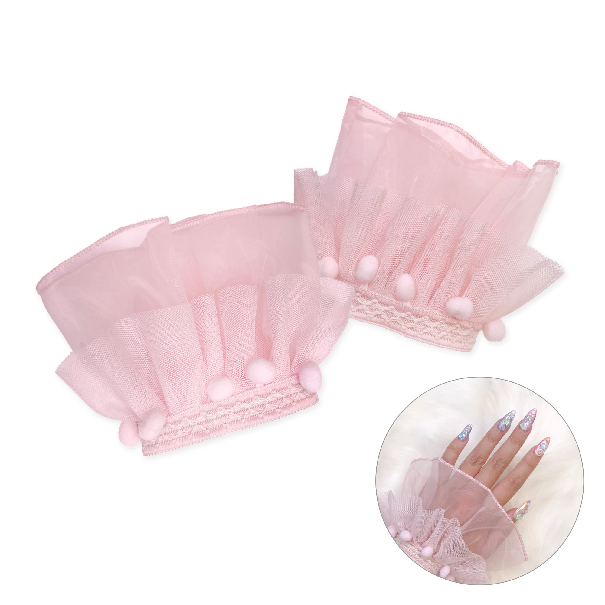  Princess Chiffon Lace Wrist Cuffs / Pink 