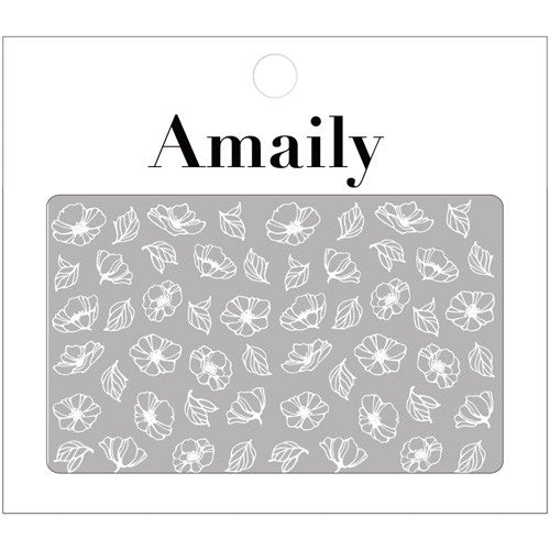  Amaily Japanese Nail Art Sticker / Poppy Flower / White 