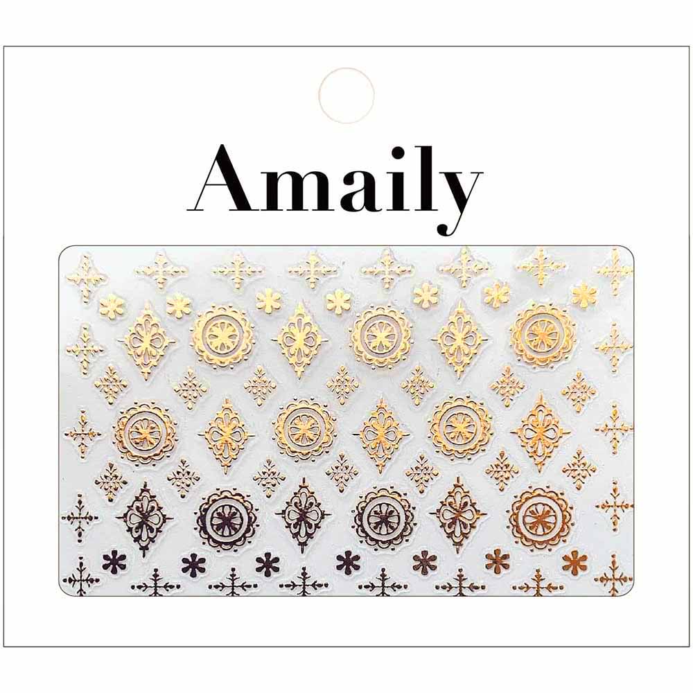  Amaily Japanese Nail Art Sticker / Damask Pattern / Gold 