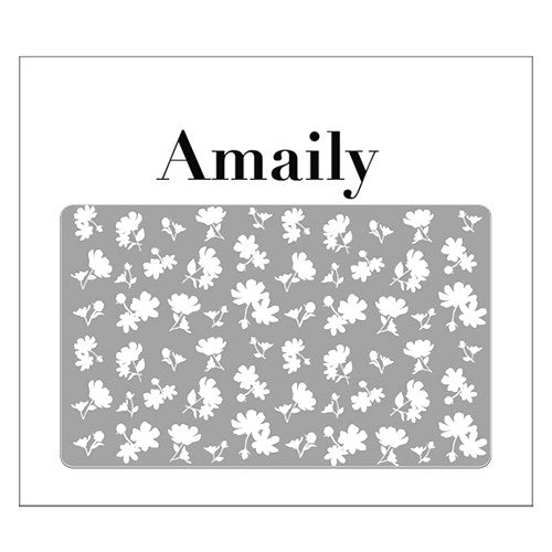  Amaily Japanese Nail Art Sticker / Flower Sillouette / White 