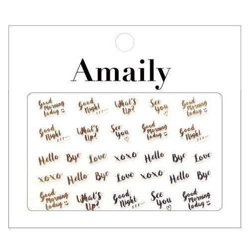  Amaily Japanese Nail Art Sticker / Greetings / Gold 