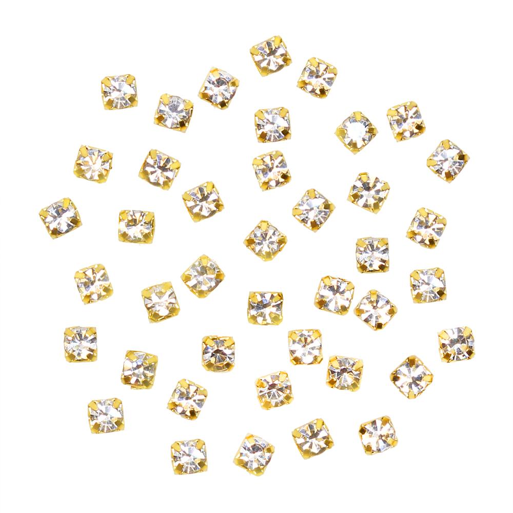  Rhinestone Diamond Gold Cups / Clear / 2MM 3MM 