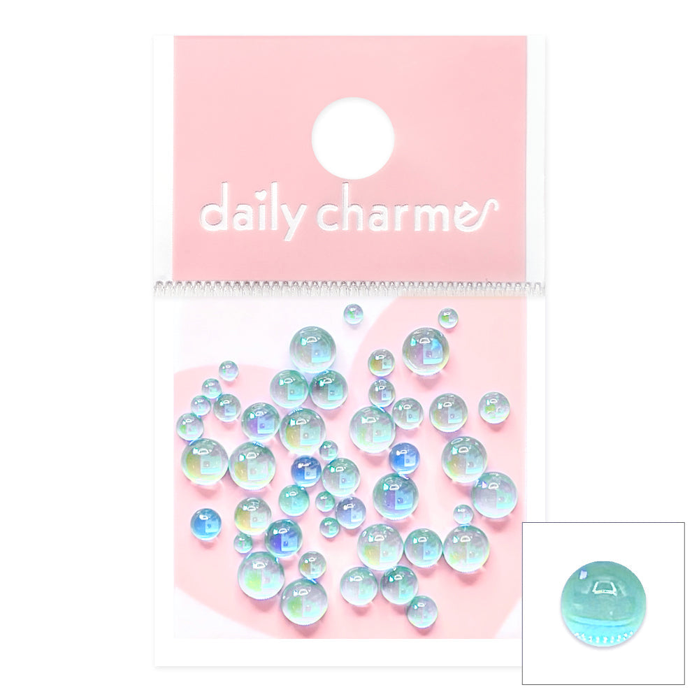  Dreamy Bubbles Iridescent Flatback Beads / Blue 