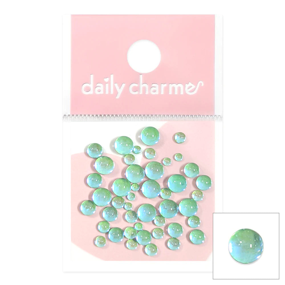  Dreamy Bubbles Iridescent Flatback Beads / Green 