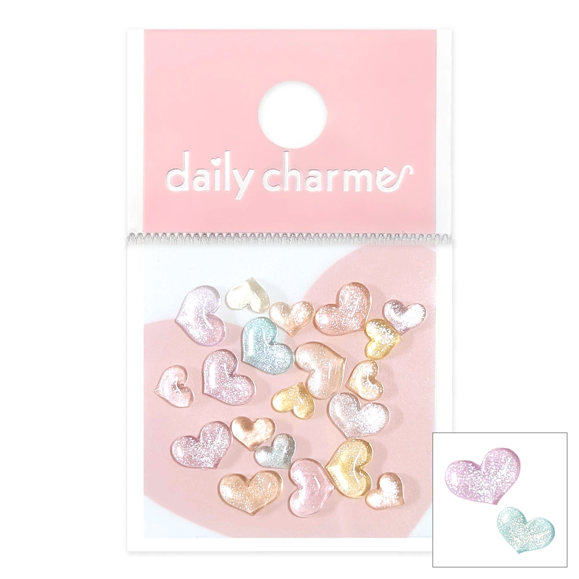  Pastel Jelly Shimmer Heart Resin Cabochons Mix 