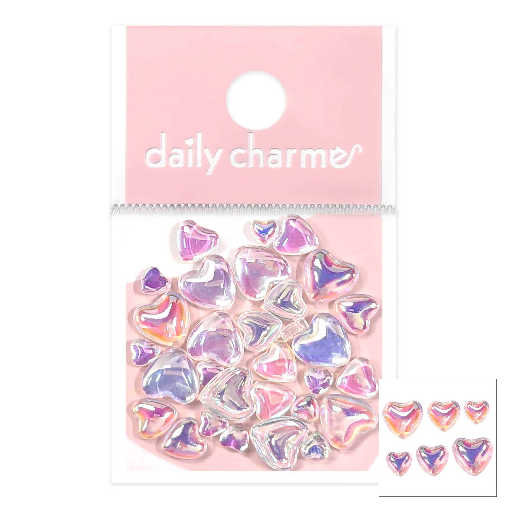  Iridescent Bubble Hearts Mix / Clear AB & White 