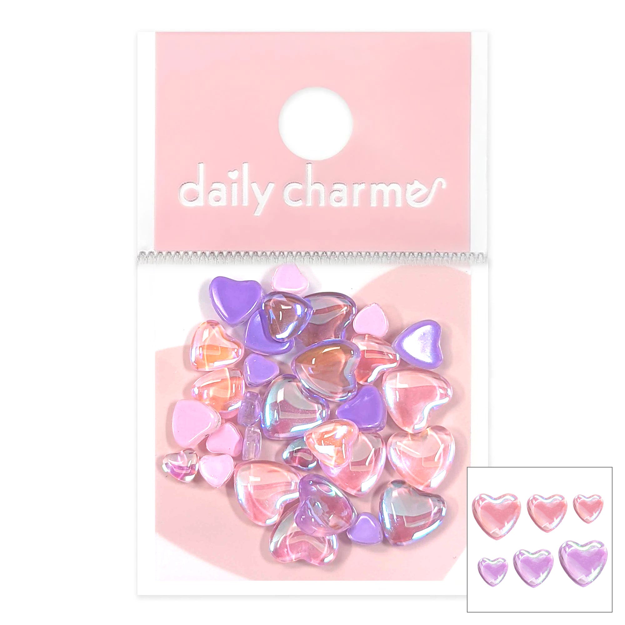  Iridescent Bubble Hearts Mix / Pink & Purple 