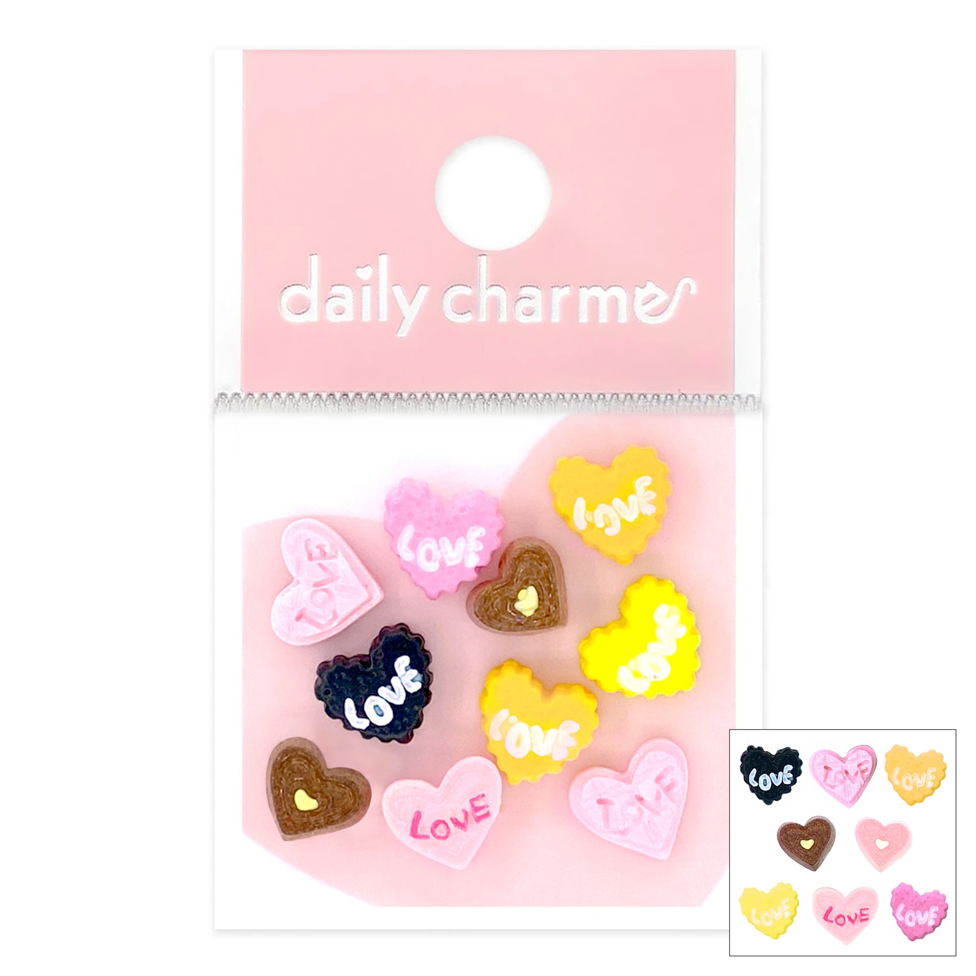  Sweet Heart Bonbons Resin Cabochons Mix 