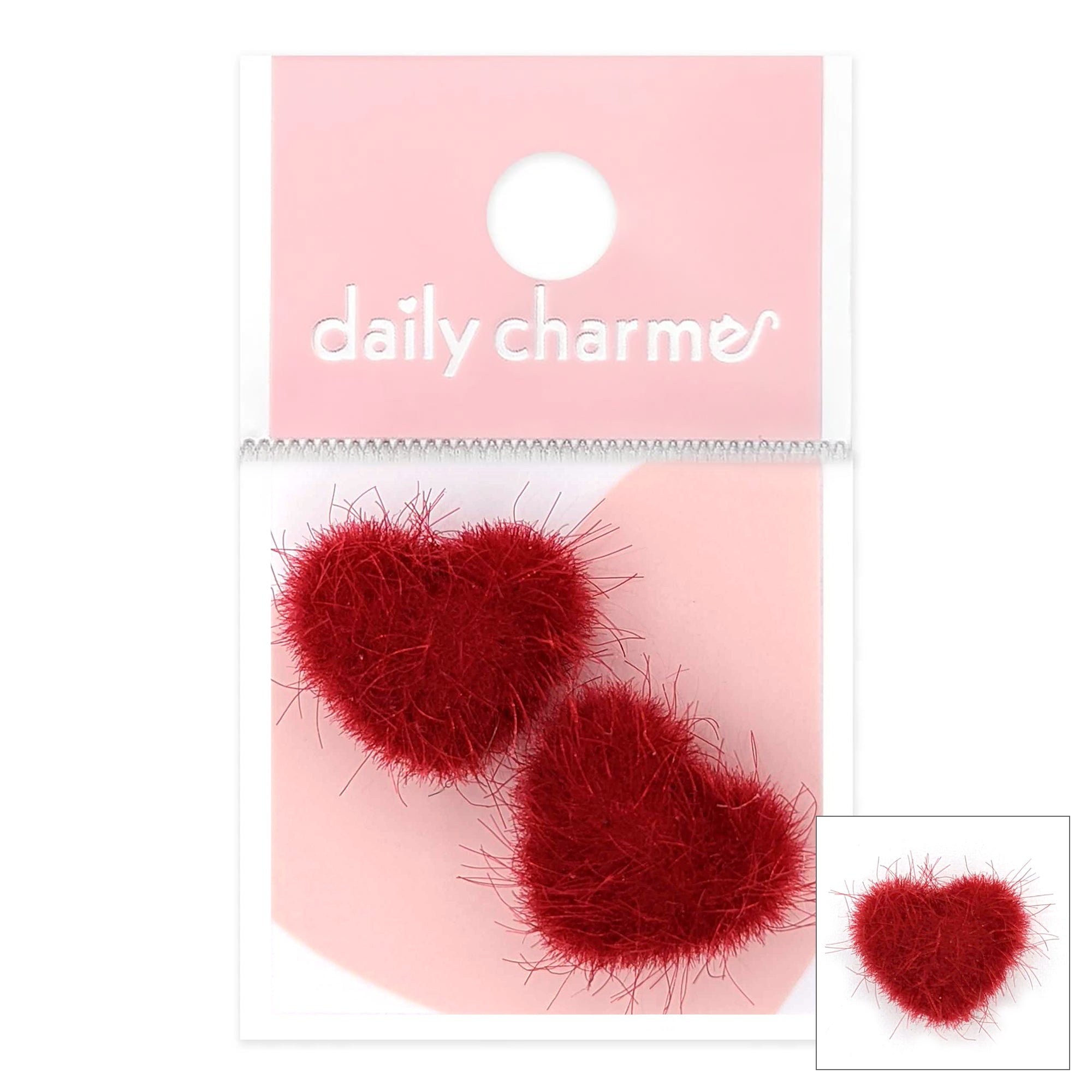  Fuzzy Heart Magnetic Charm / Red 