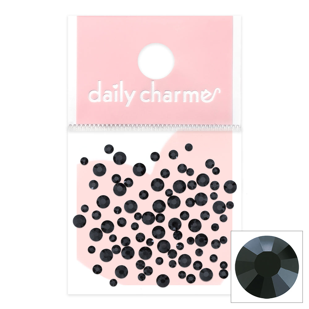  Charme Crystal Round Flatback Rhinestone / Jet Black 