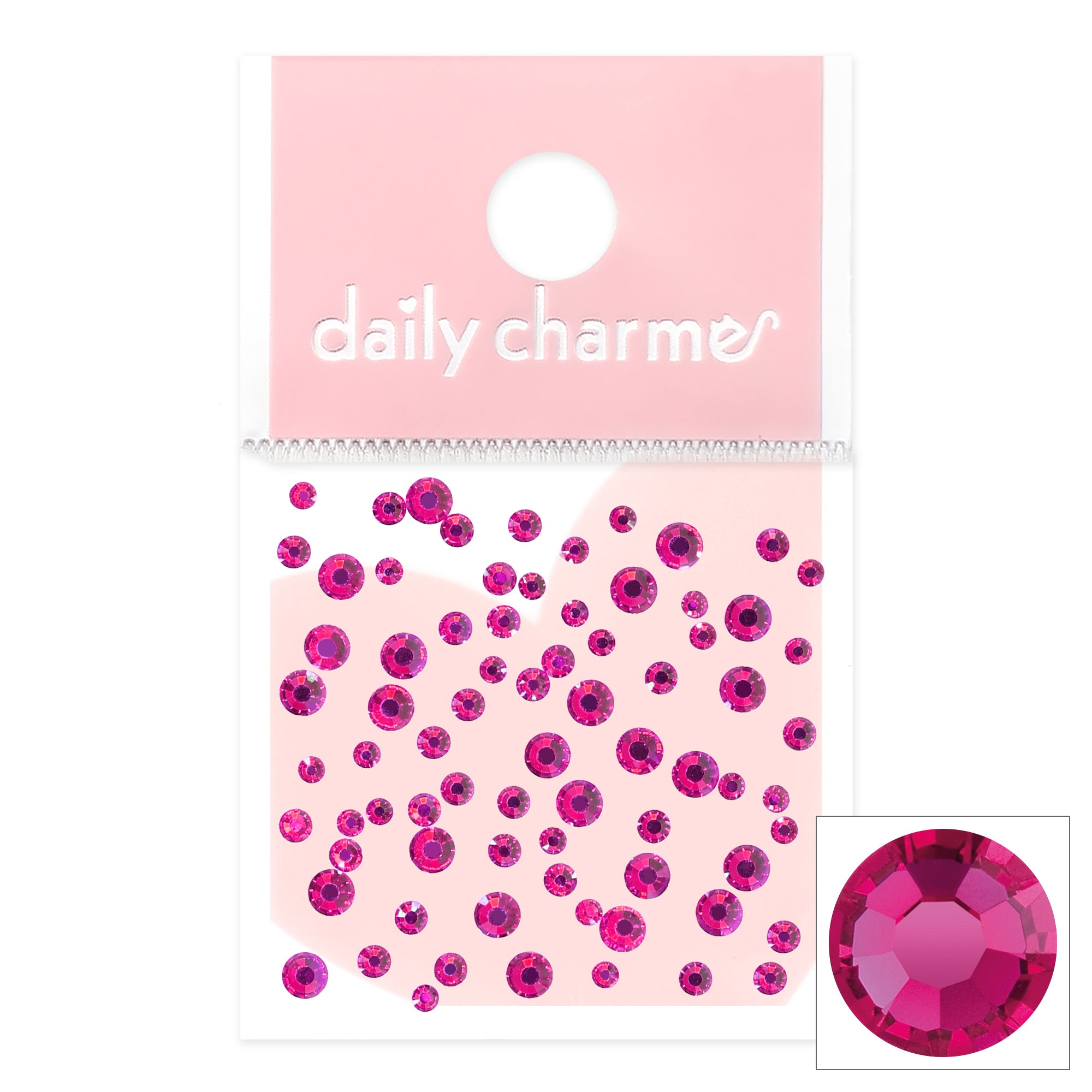  Charme Crystal Round Flatback Rhinestone / Fuchsia 