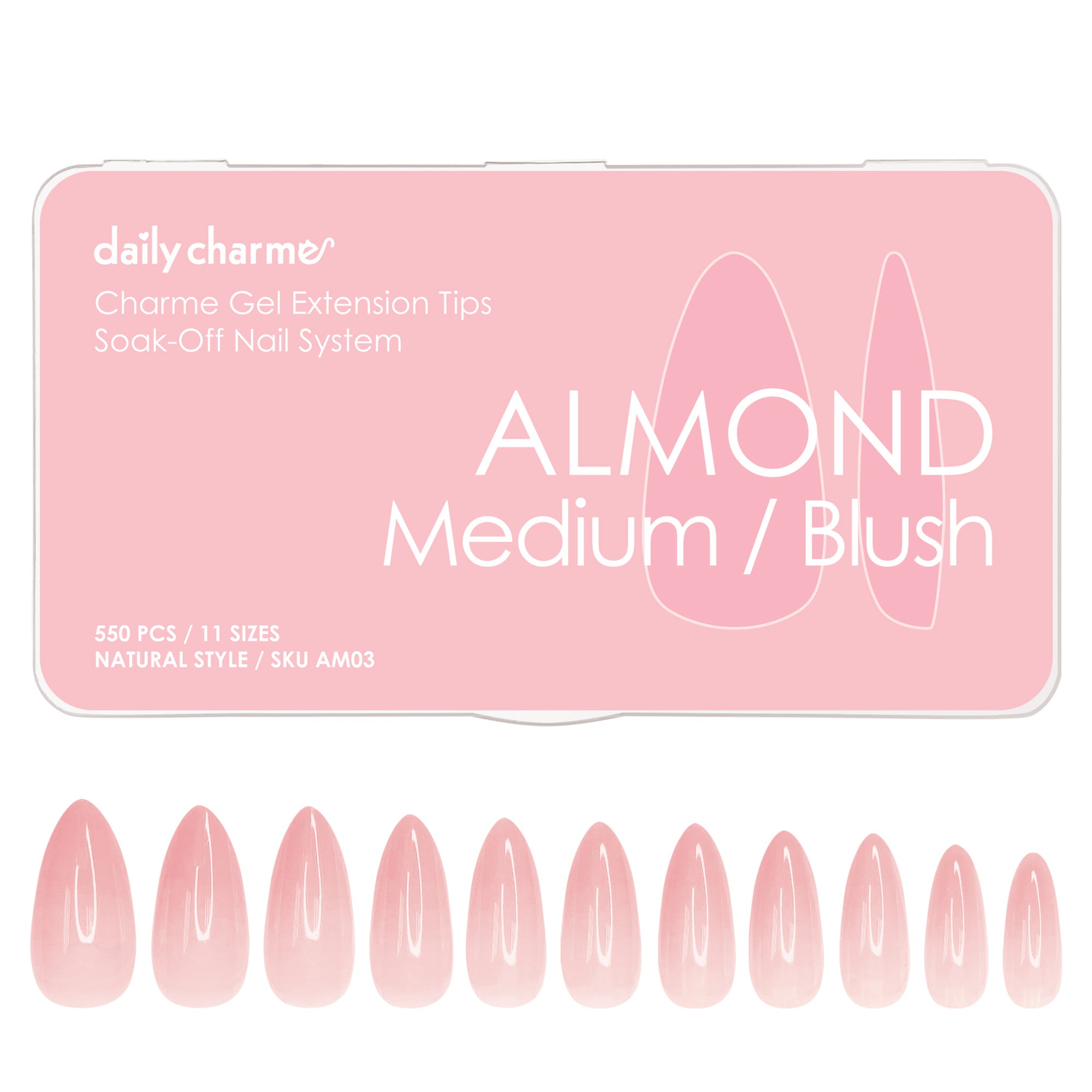  Charme Gel Extension Tips / Almond / Medium / Blush 