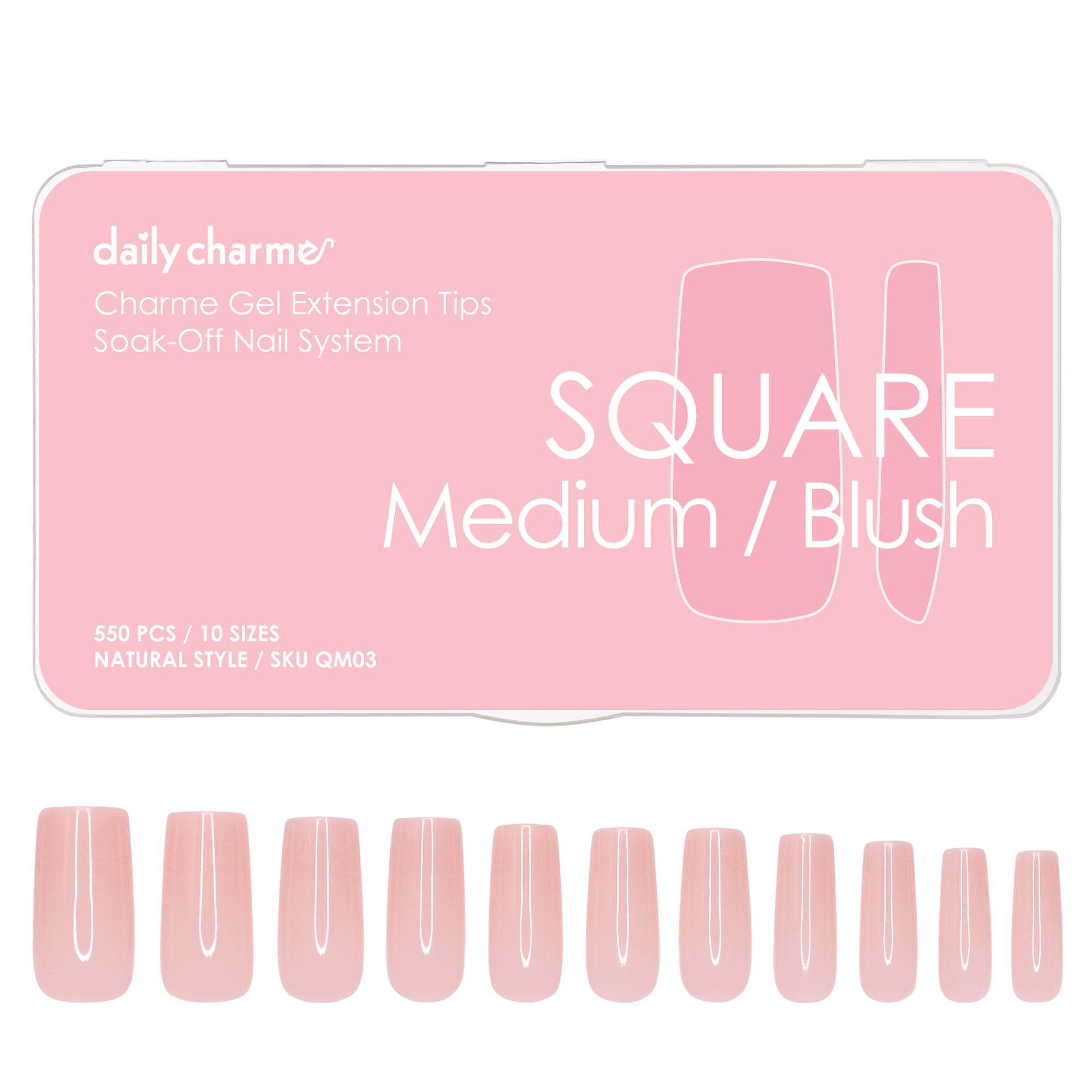  Charme Gel Extension Tips / Square / Medium / Blush 