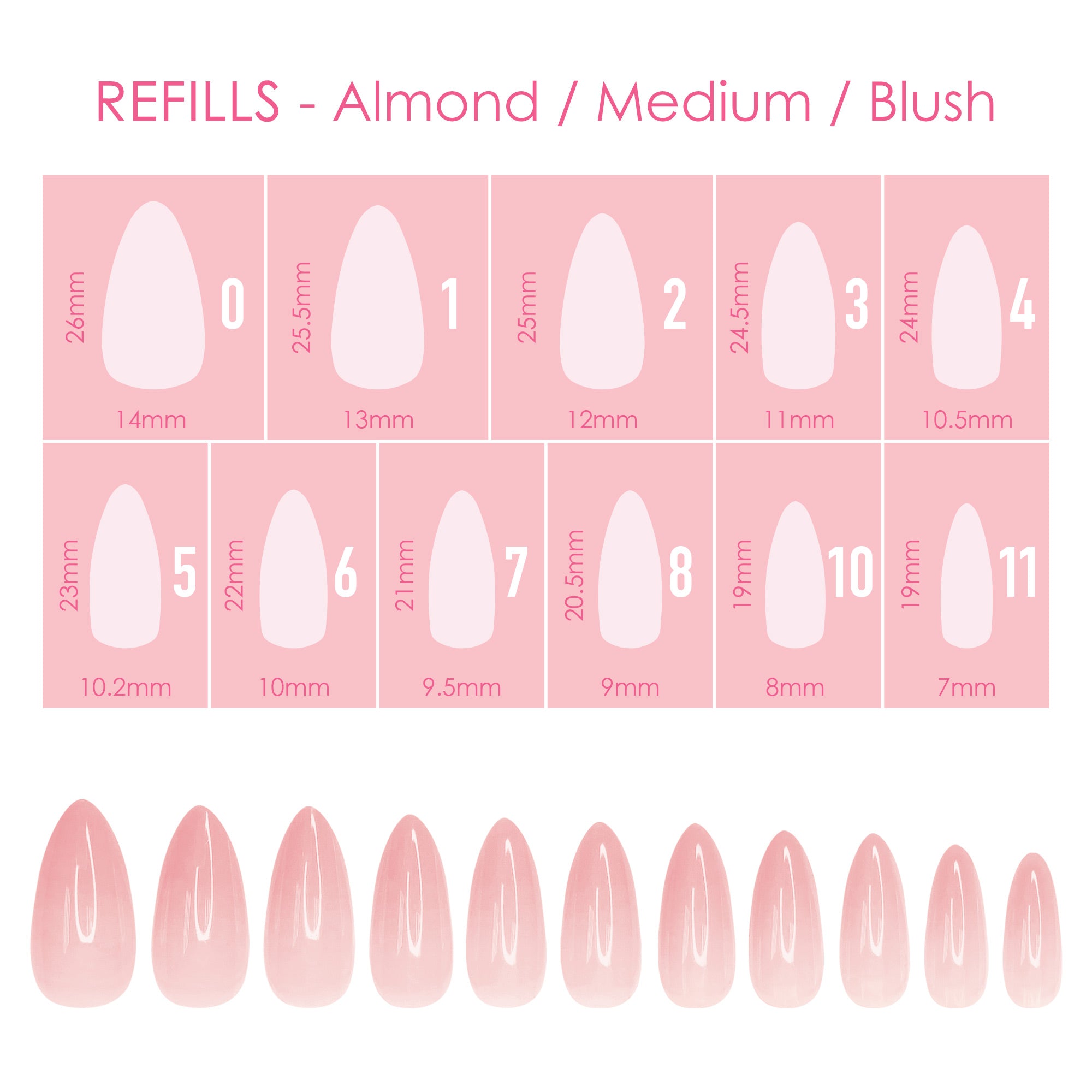  Charme Gel Extension Tips Refill / Almond / Medium / Blush 