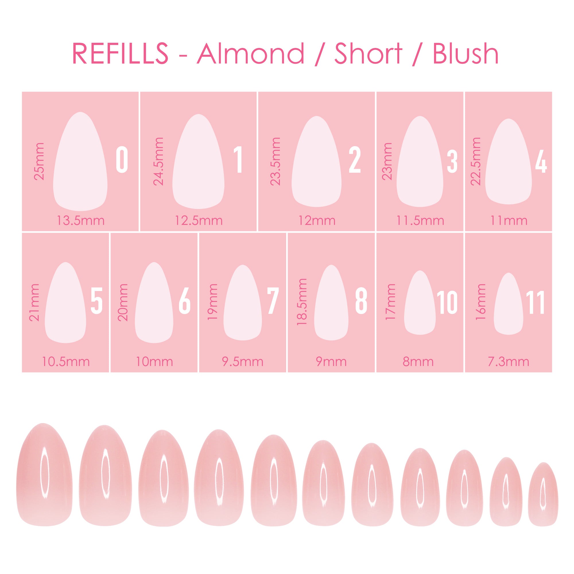  Charme Gel Extension Tips Refill / Almond / Short / Blush 