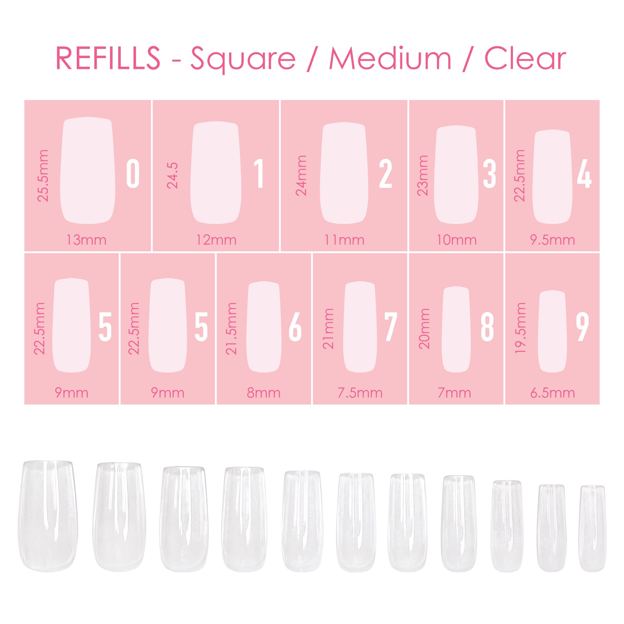  Charme Gel Extension Tips Refill / Square / Medium / Clear 