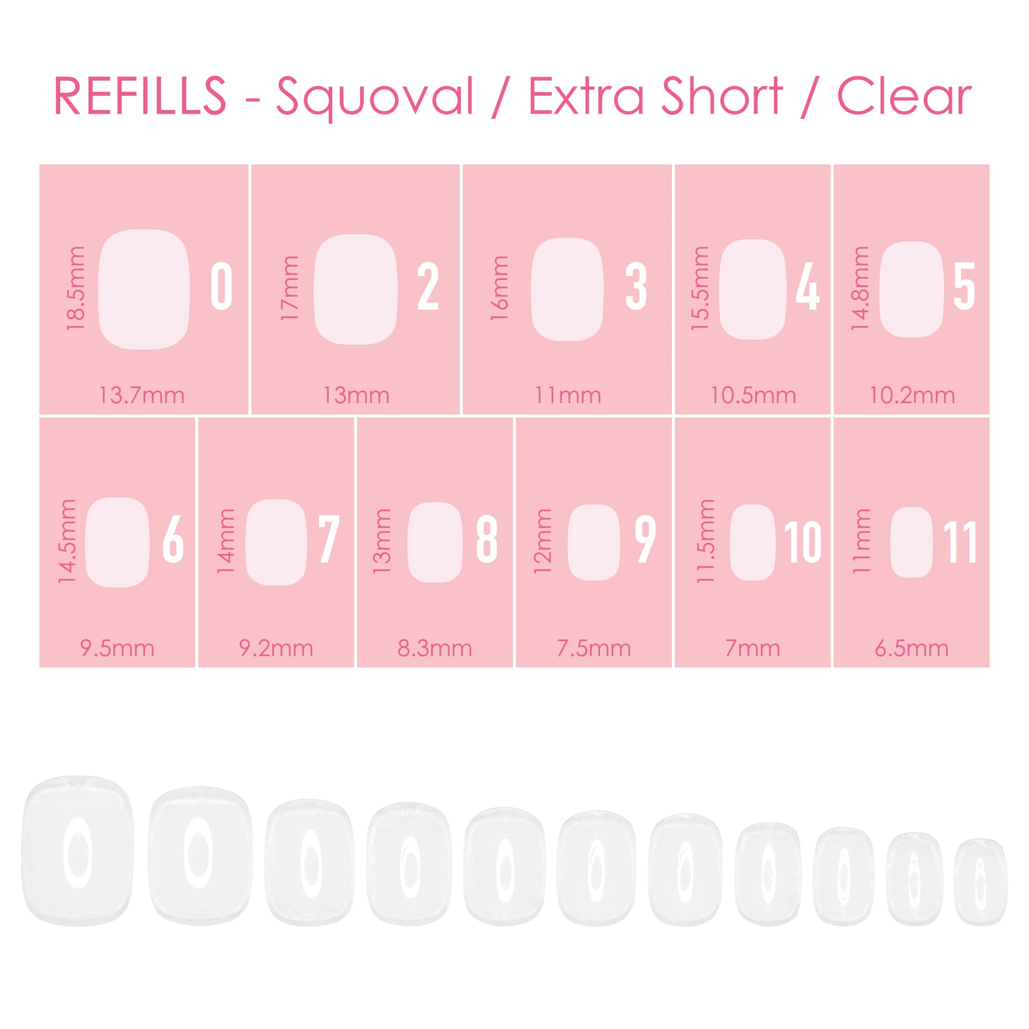  Charme Gel Extension Tips Refill / Squoval / Extra Short / Clear 