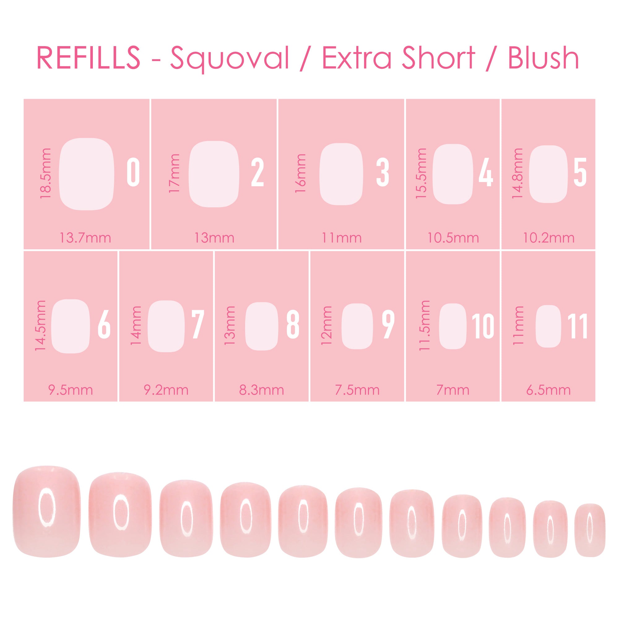  Charme Gel Extension Tips Refill / Squoval / Extra Short / Blush 