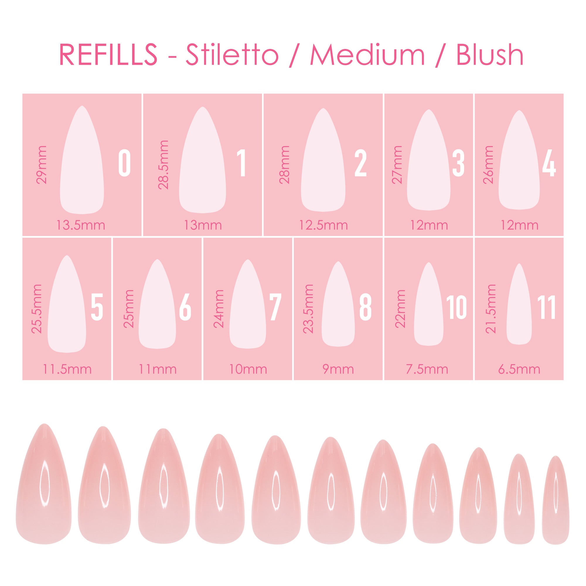  Charme Gel Extension Tips Refill / Stiletto / Medium / Blush 