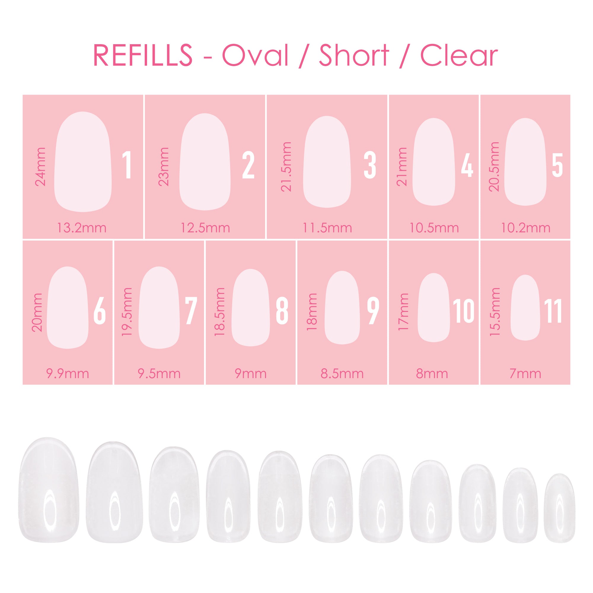  Charme Gel Extension Tips Refill / Oval / Short / Clear 