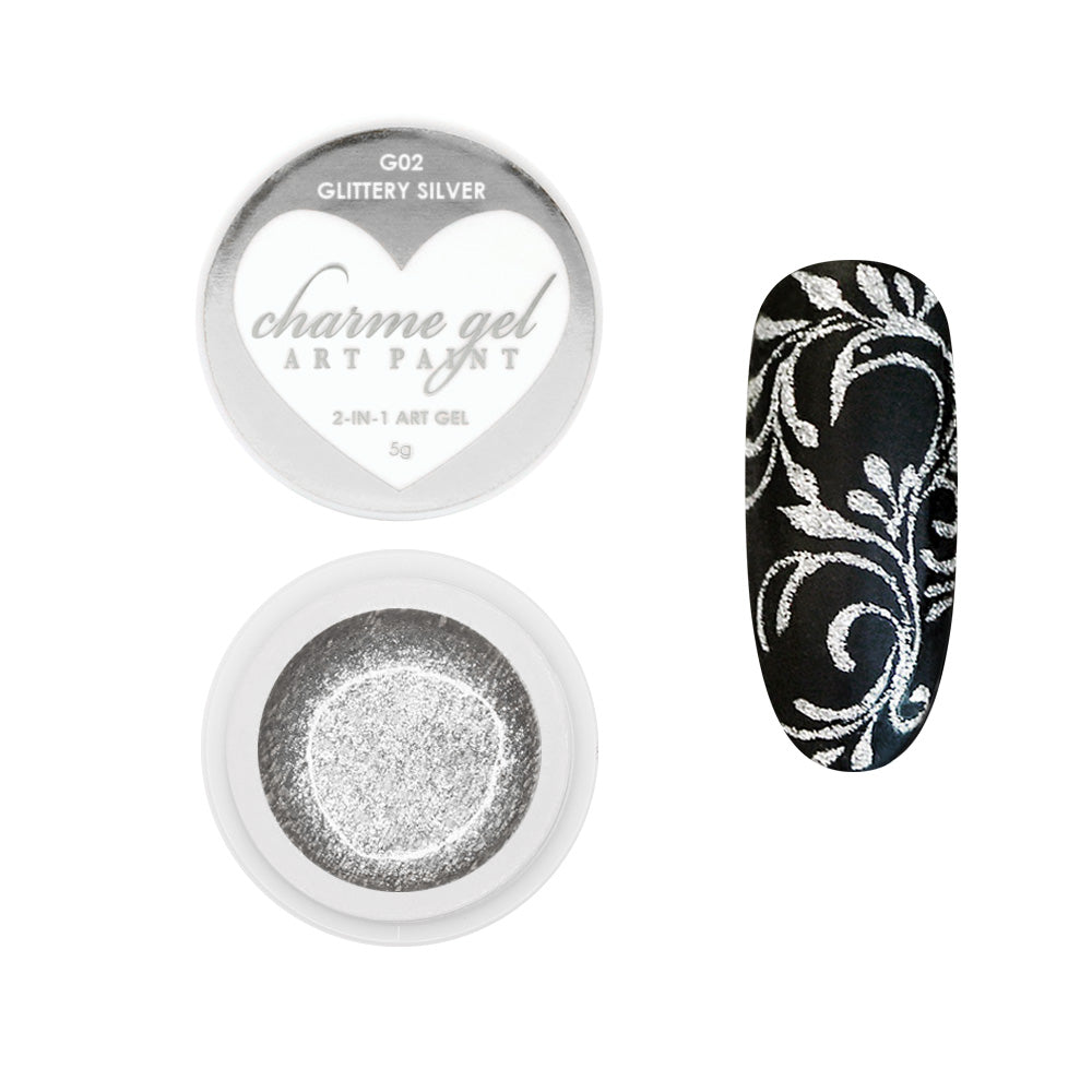  Charme Gel Art Paint / G02 Glittery Silver 