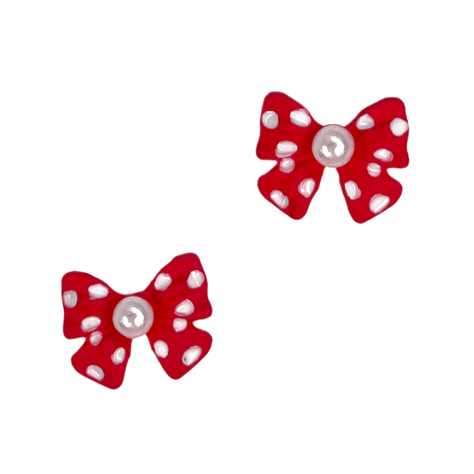  Polka Dotted Minni Ribbon Bow / Red 