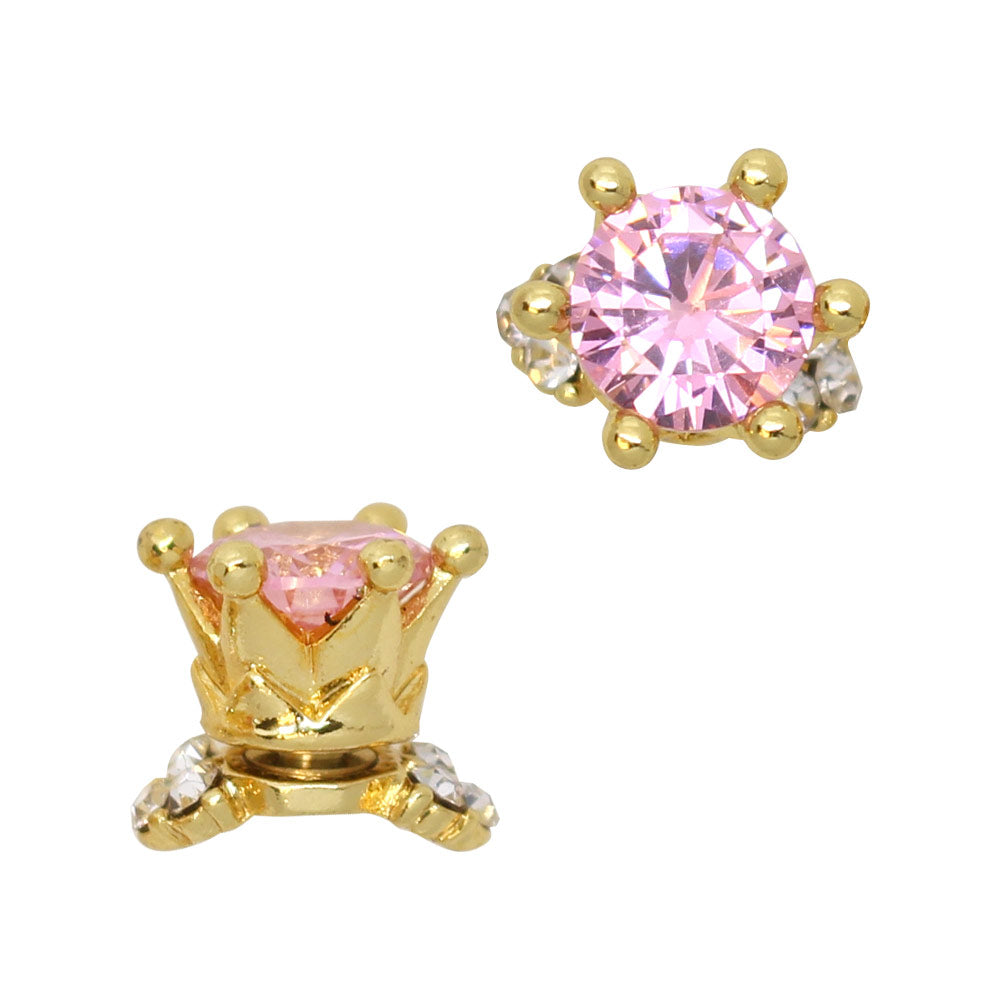  Crystal Crown / Fidget Charm / Gold / Pink 