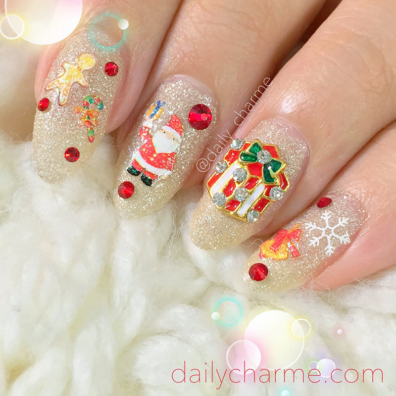 Christmas Nail Art Charm Festive Gift Box Rhinestone Crystal Jewelry ...