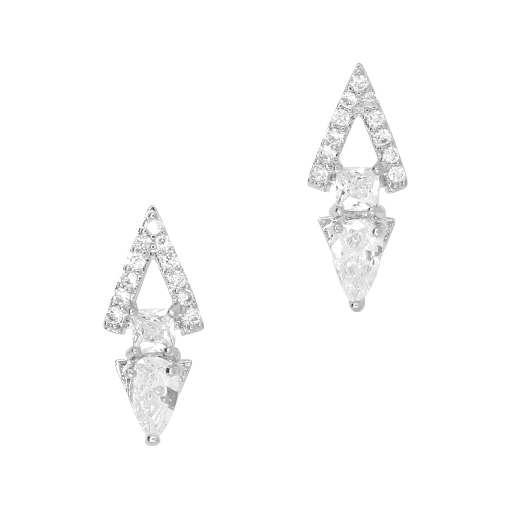  Linked Triangles / Zircon Charm / Silver 