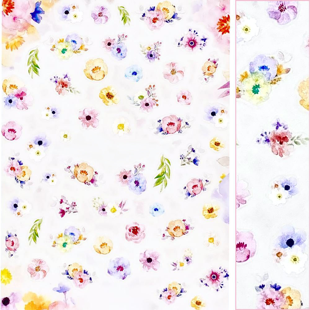  Floral Nail Art Sticker / Pastel Blooms 