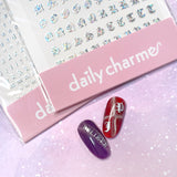 Blackletter Nail Art Sticker / Holographic Silver Initial Letter Design
