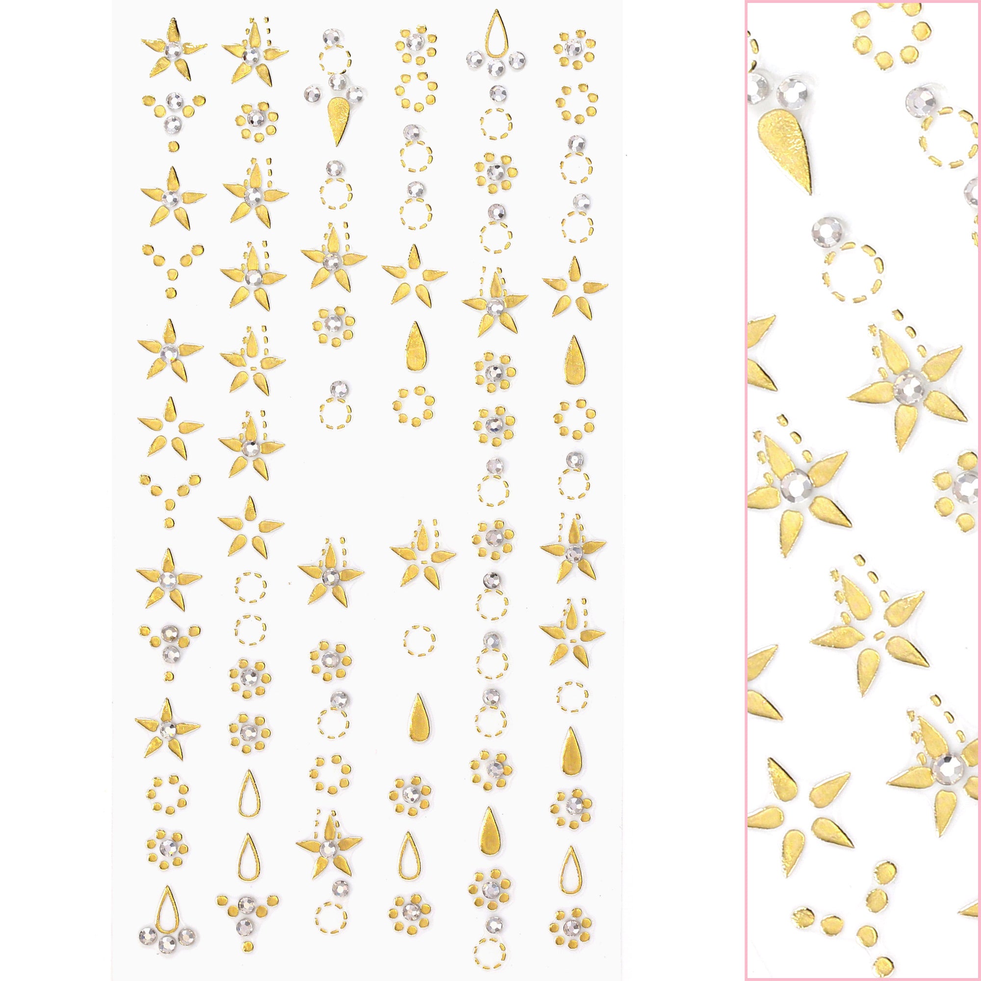  Bejeweled Nail Art Sticker / Starry / Gold 