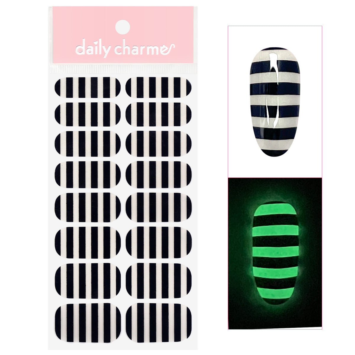  Glow In The Dark Nail Wrap / Stripes 