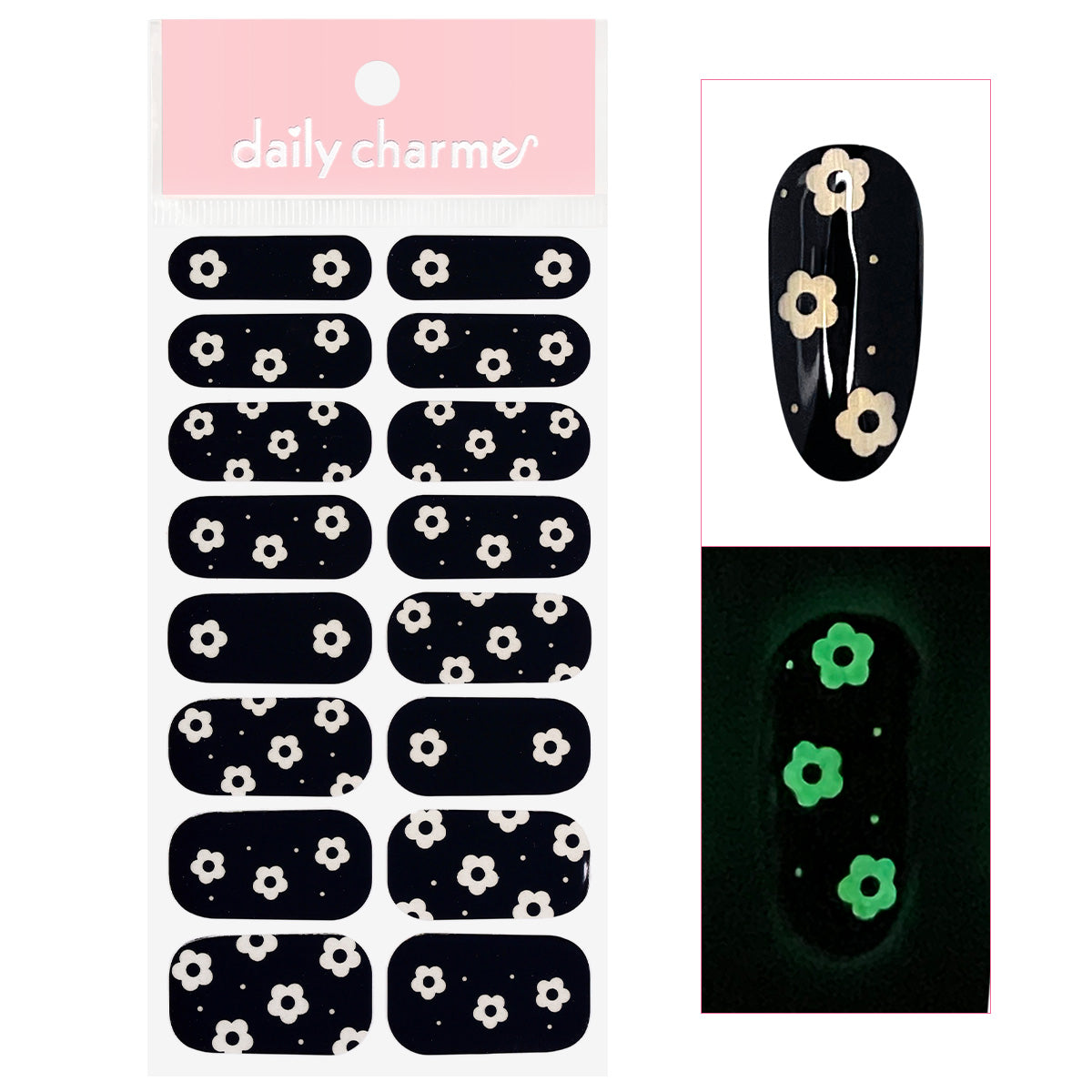  Glow In The Dark Nail Wrap / Daisy 