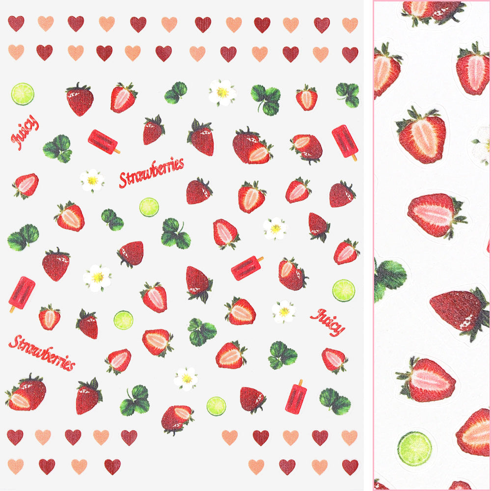  Valentine Nail Art Sticker / Strawberries 