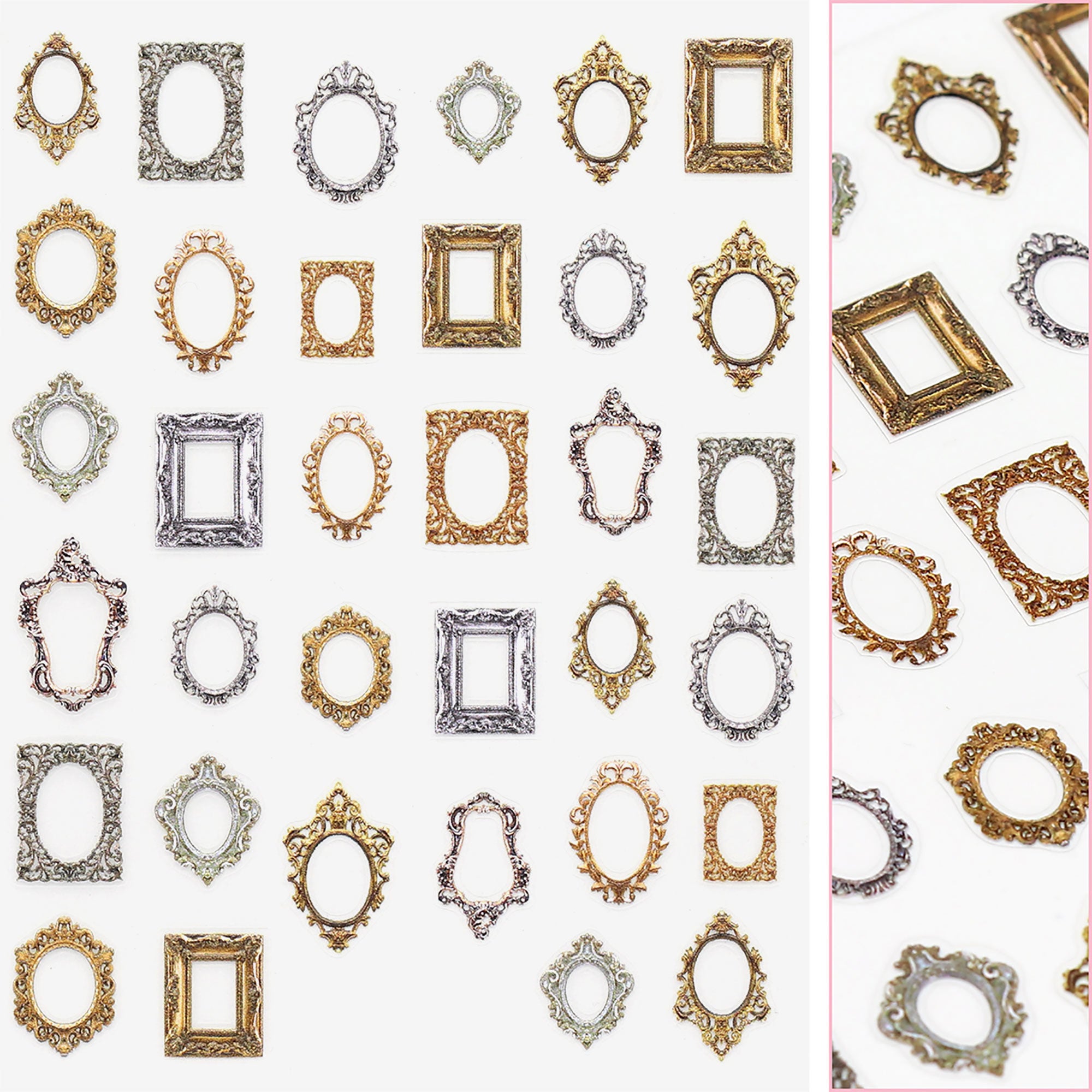  3D Embossed Nail Art Sticker / Victorian Frames 