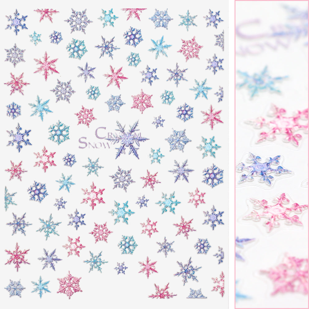  Holiday 3D Embossed Nail Art Sticker / Colorful Snowflake 