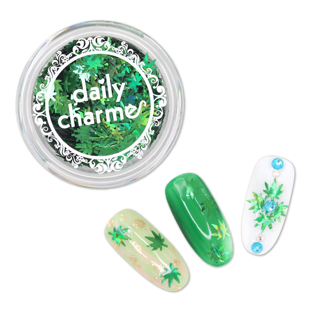 Fun Hemp Leaf Glitter Green Holographic 4 Daily Charme