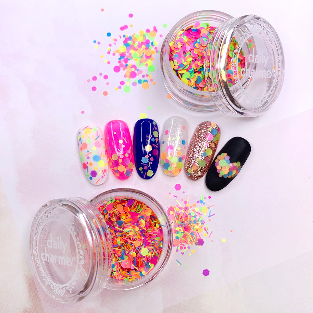 Daily Charme Nail Art Colorful Rainbow Glitter Dot Mix