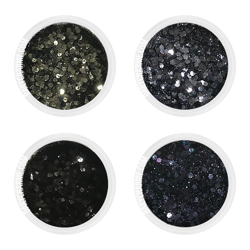 Nail Art Decor Maleficent Metallic Glitter Mix Fine Black Gunmetal Daily Charme