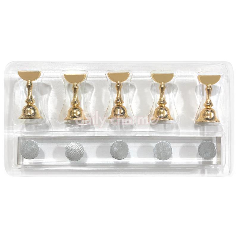  Gold Nail Tip Stands with Acrylic Base 5PC Set 