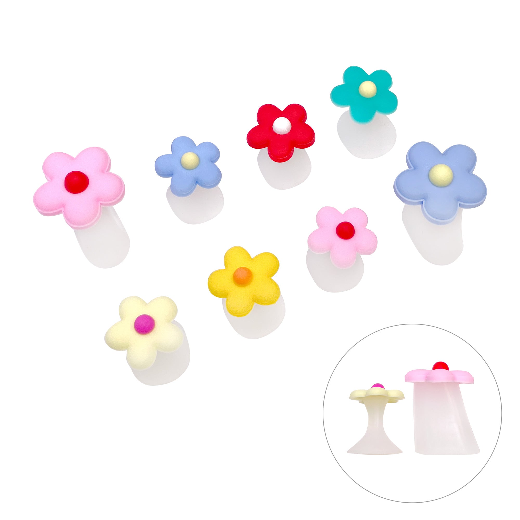  Soft Silicone Pedicure Toe Separator Set / Colorful Daisy 