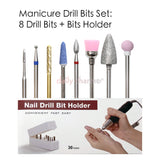 Manicure Drill Bits Set: 8 Drill Bits + Bits Holder Nail Supplies