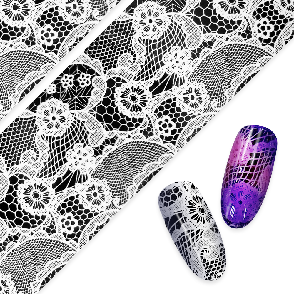  Nail Art Foil Paper / Crocheted Lace / Black 