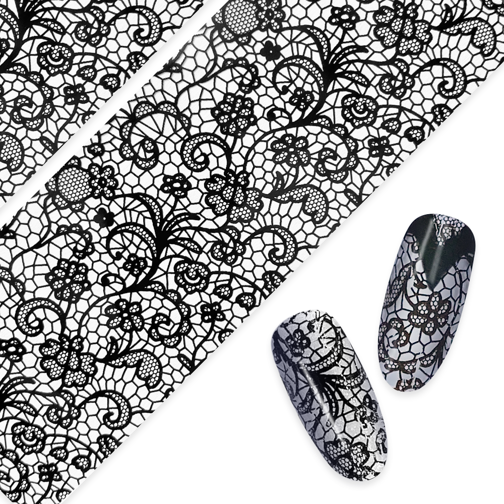  Nail Art Foil Paper / Ornate Lace / Black 