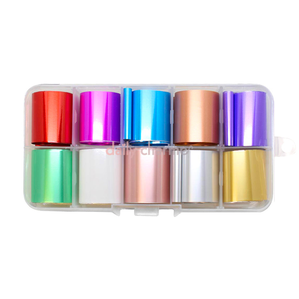  Nail Art Foil Box / 10 Colors / Matte Metallic 