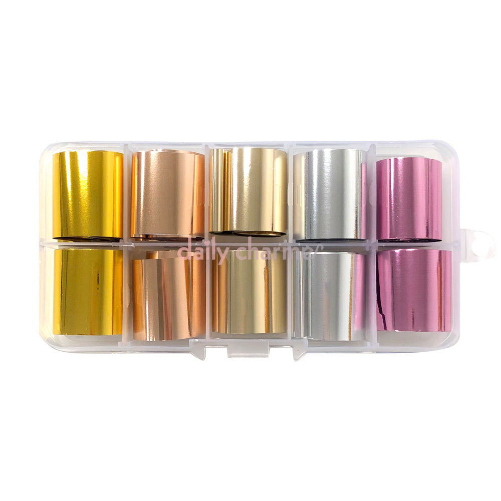  Nail Art Foil Box / 5 Colors / Metallic 